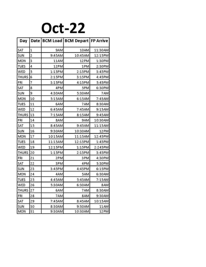 Barge Schedule barge-schedule